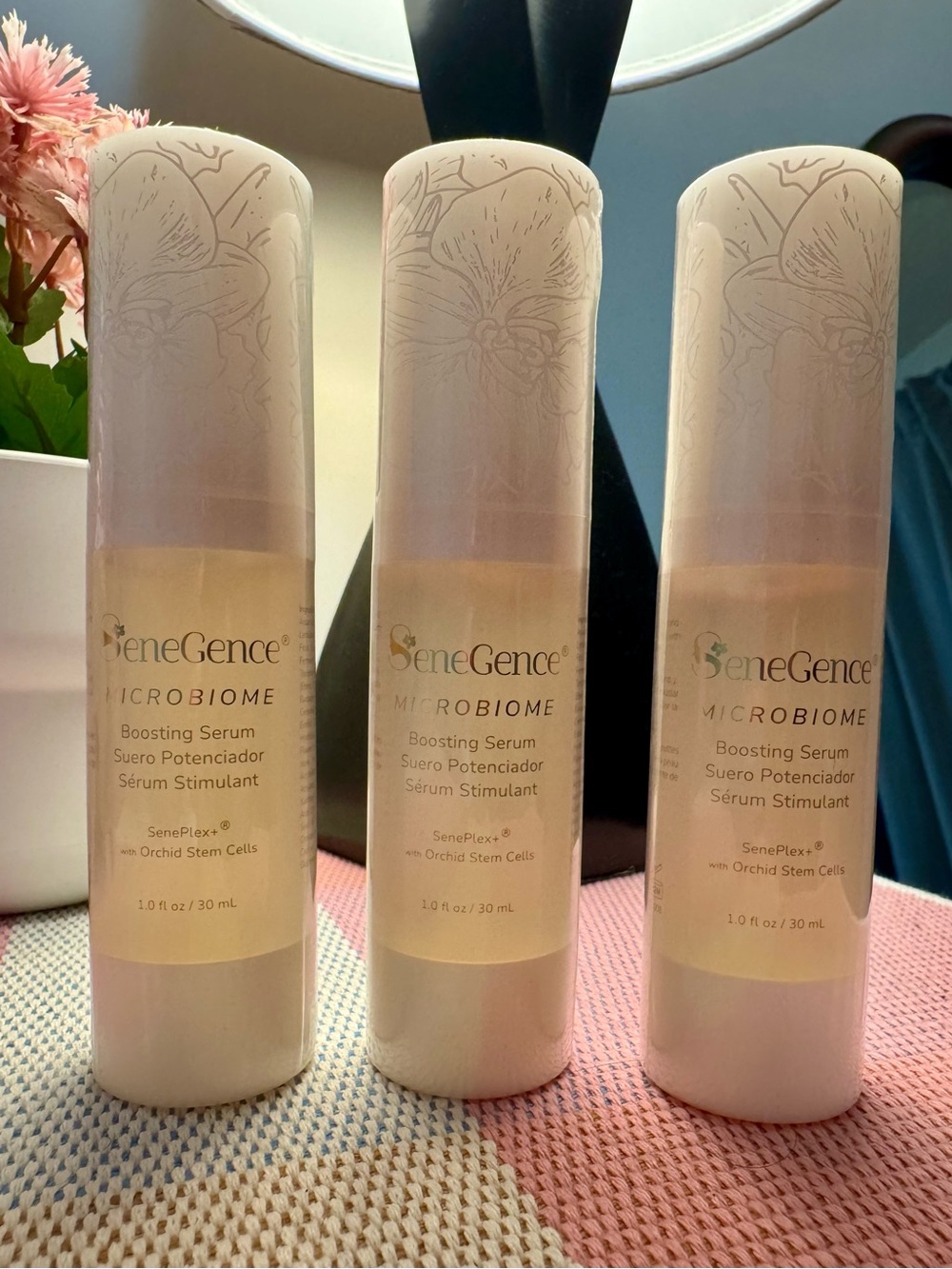 SeneGence Microbiome Boosting Serum — Cream and Gold Accents